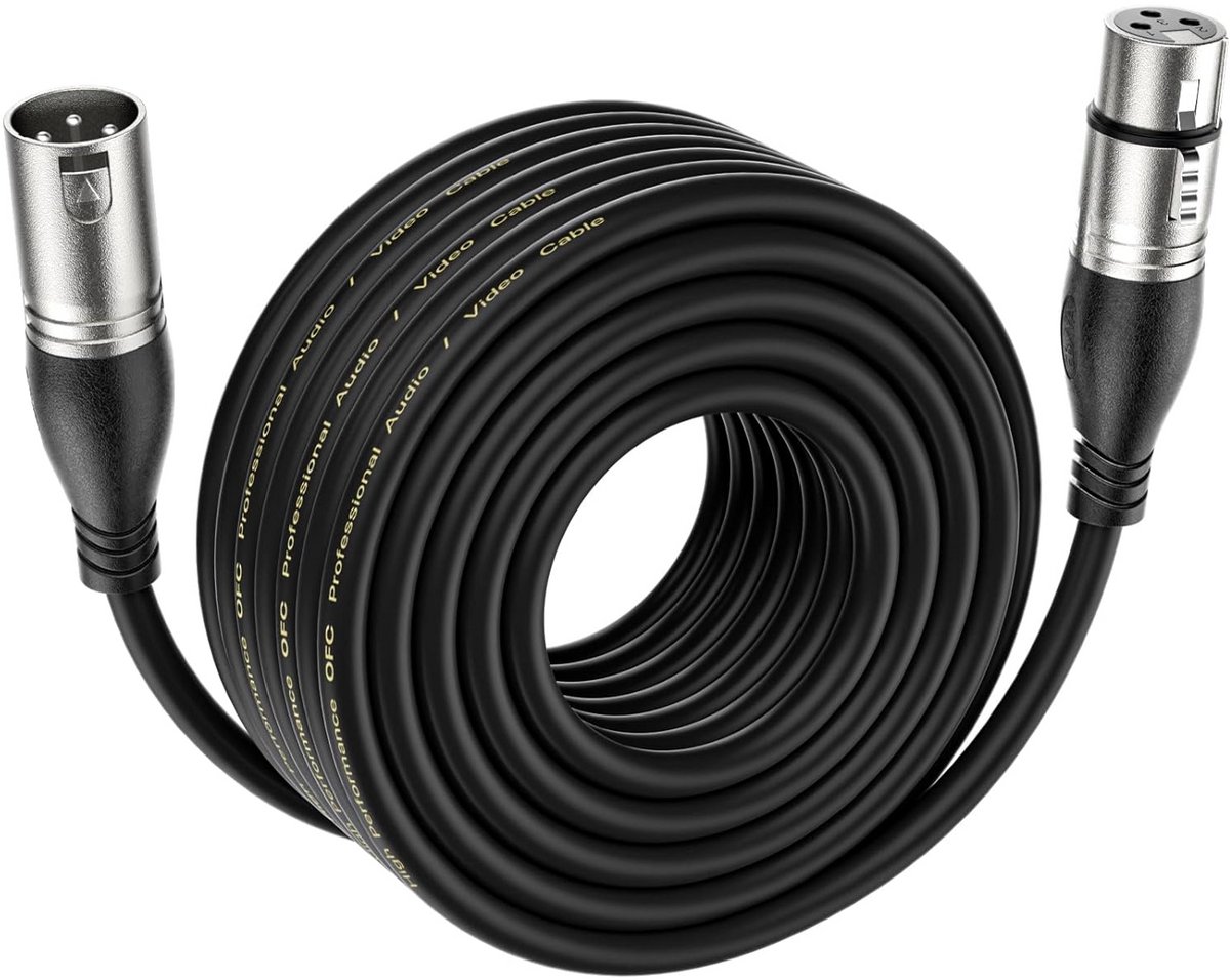 Professionele XLR Microfoonkabel 15 Meter - 3-Pin Gebalanceerd voor Audio en DMX