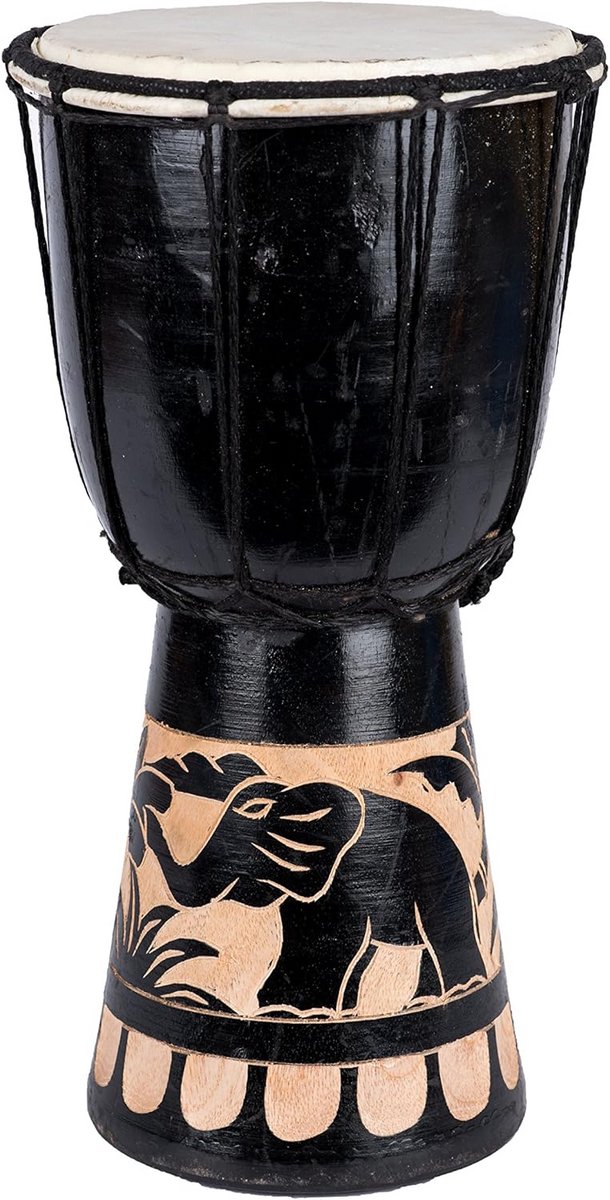 20 cm Djembe Trommel - Handgemaakte Afrikaanse Percussie Handtrommel met Olifant Design
