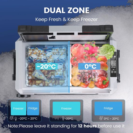 LabelOne Koelbox - Koelbox Auto - 35L- bluetooth - Dual Zone: vriezen en koelen - max- en eco-modus - met wielen - 50.4x26x28.5cm van LabelOne — afbeelding 4