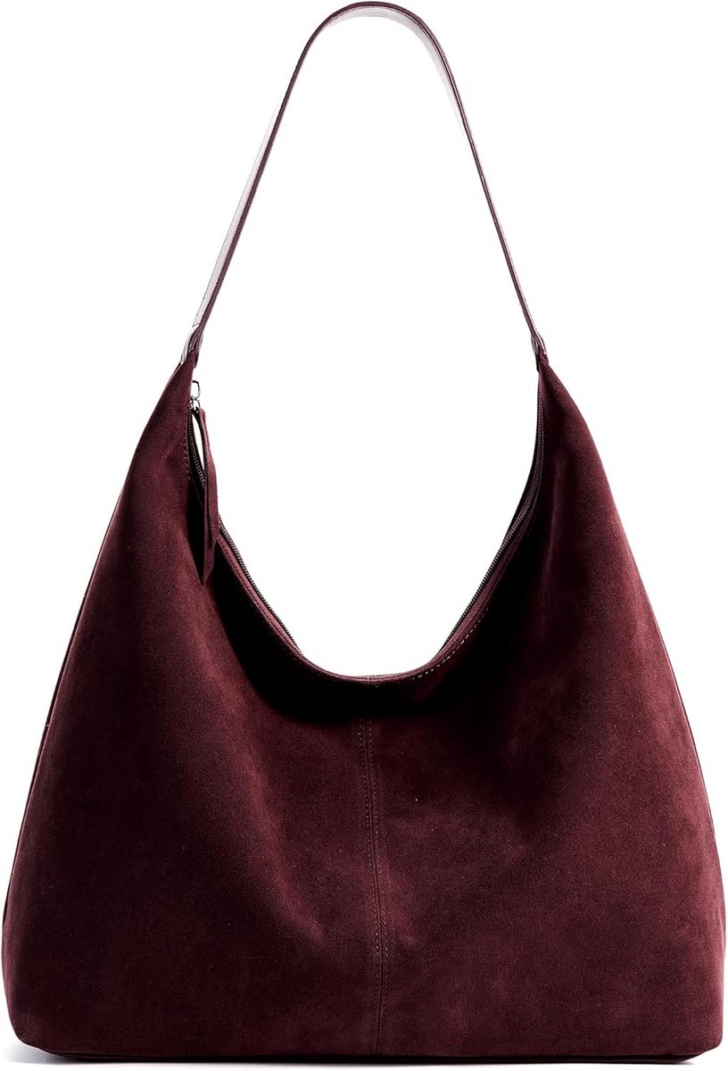 Grote dames shopper tas van suède Hobo schoudertas met ritssluiting