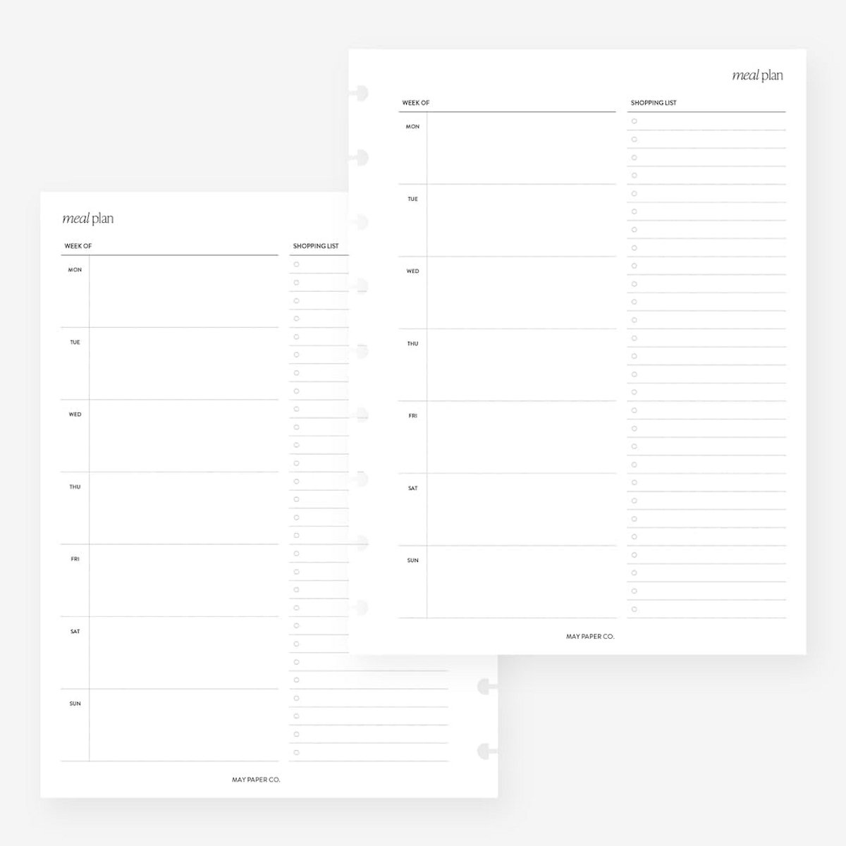 Maaltijdplanner Navulvellen voor 9-Ringen Planner, Diner Planning Inlays 7x9.25 Inch