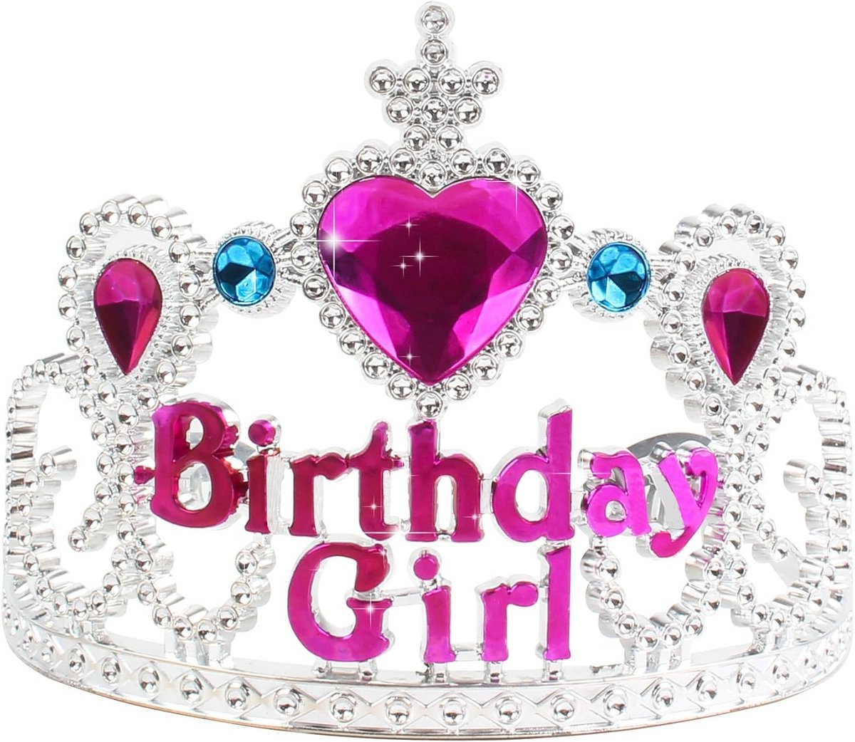 Verzilverde Tiara Verjaardagskroon voor Meisjes - Prinsessenfeest Accessoire
