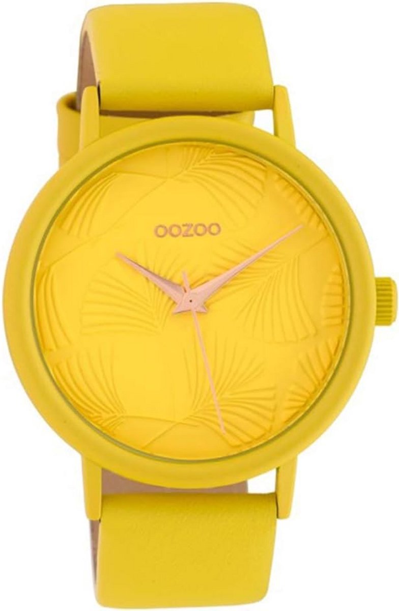 Gele Dames- of Herenhorloge met Gele Leren Band - 42mm