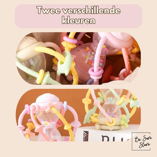 Be Sure Store® Zandloper Geel - Baby Speelgoed - Montessori Speelgoed - Bijtring & Rammelaar - vanaf 6 Maanden - Kraamcadeau van Merkloos — afbeelding 3