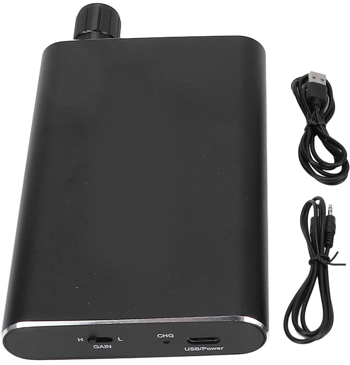 Draagbare Hoofdtelefoonversterker met 3,5mm AUX – Oplaadbaar (600mAh) met Bass Boost