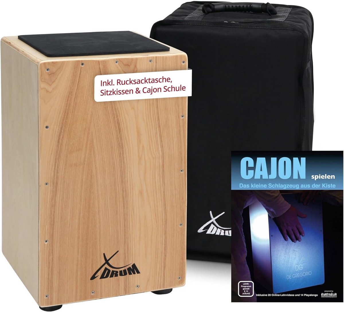 Cajon met Snare Geluid - Houten Zittrommel Incl. Rugzak voor Beginners en Gevorderden