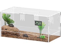 Groot Transparant Reptielen Terrarium of Kweektank met Hygrometer - Ideaal voor Slangen, Spinnen en Insecten