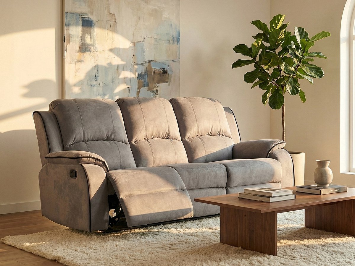 Vente-unique Driezits relaxbank microvezel HERNANI - grijs