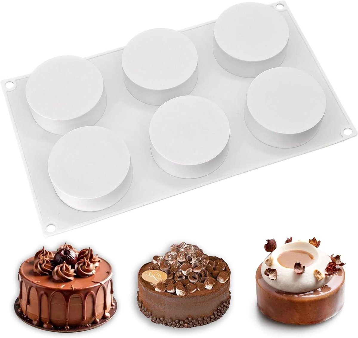 Cilindervorm Bakvorm 6 Holtes - Siliconen 3D DIY Chocolade Brownie Taart Bom Coating