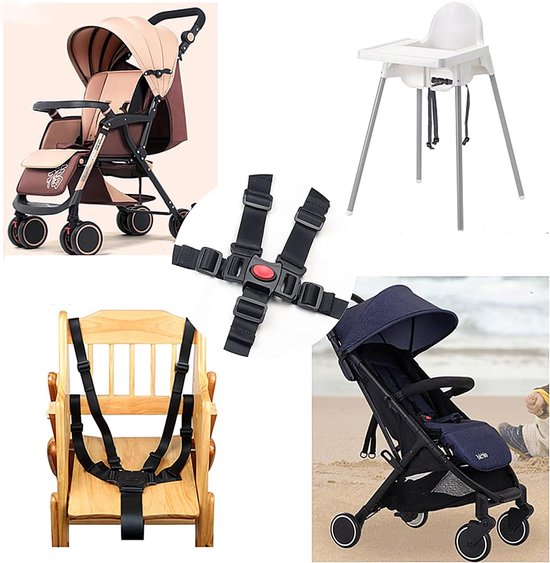 5 Point Child Safety Belt, Adjustable Child Safety Strap, Child Protective Belt, Child Strap, Baby Strap, Black, Universal Belt for Child Seat, High Chair, Buggy van Merkloos — afbeelding 3