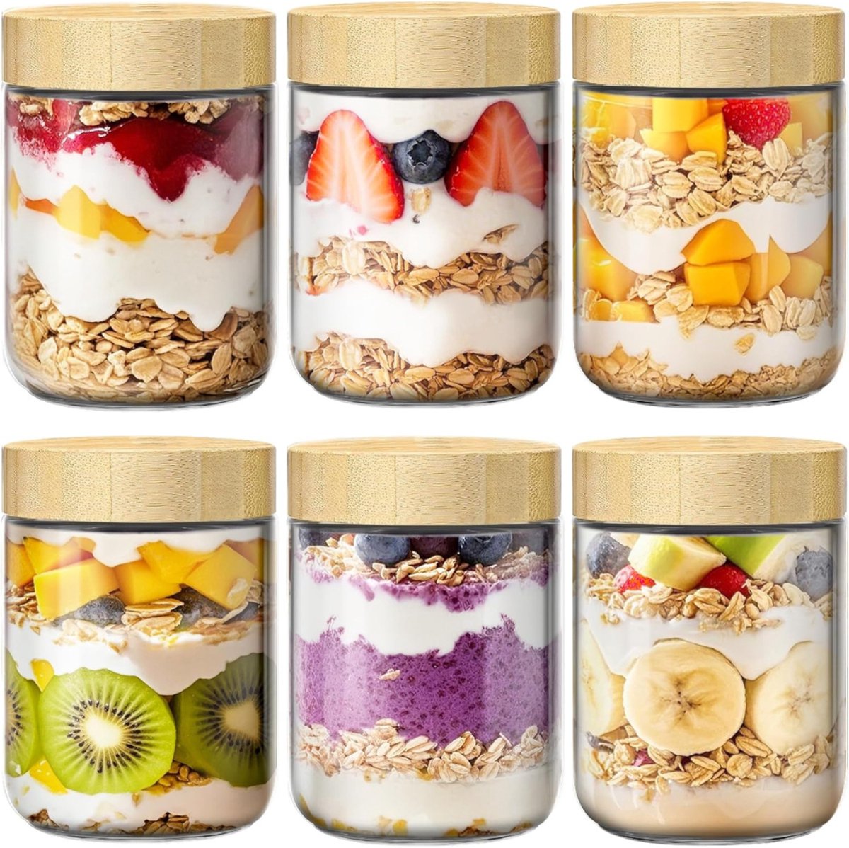 Overnight Oats Potjes - Mason Jar - Meusli Beker met Deksel