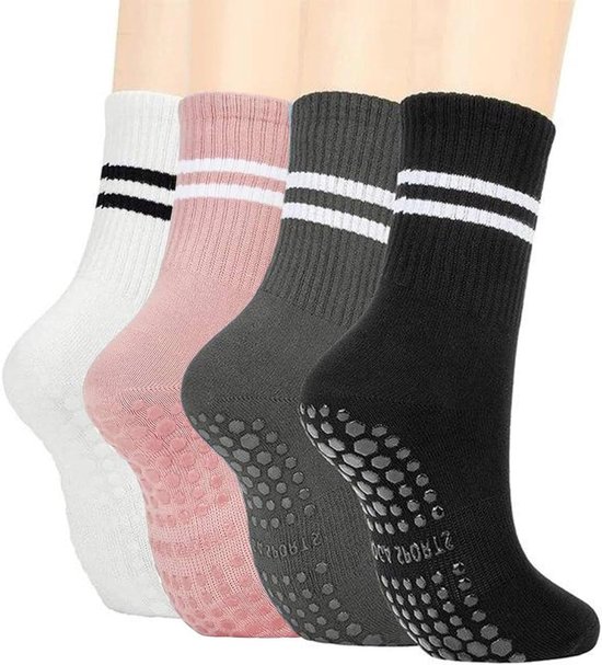 4 paar antislip yogasokken voor dames - yoga pilates sokken met grip - thuis fitness accessoires — afbeelding 3
