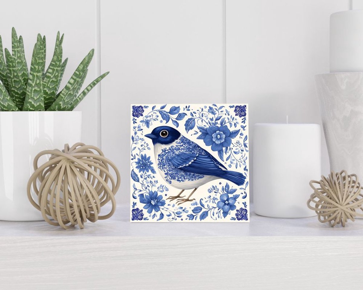 Tegel 15x15 cm met Delfts blauw cadeau decoratie | tegeltjes met tekst | tegeltjes met spreuken | collega | oma | opa | pensioen | mama | papa | vriend