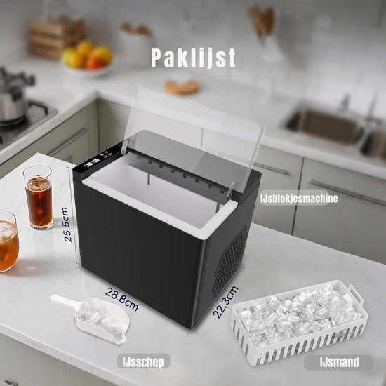 MIRA® Ijsblokjesmachine - Ijsmachine - Ijsblokjesmakers - Zwart- 26cm x 29cm x 27cm van Merkloos — afbeelding 4