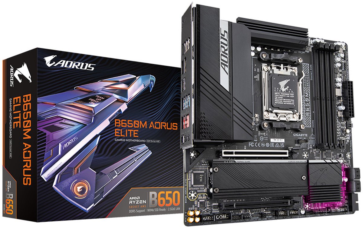 GIGABYTE B650M AORUS ELITE moederbord AMD B650 Socket AM5 ATX