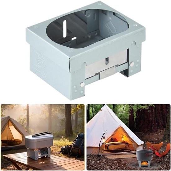 Draagbaar campingfornuis - Campingfornuis - Alcoholfornuis - Mini campingfornuis - Draagbaar fornuis op vaste brandstof - Opvouwbaar - Gemakkelijk mee te nemen - 10,3*8*5,6 cm - Geschikt voor kamperen, wandelen, picknicken en barbecueën - Zilver — afbeelding 4