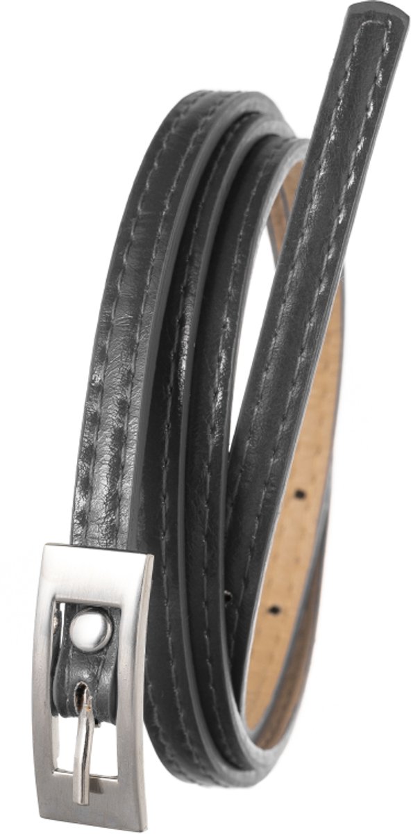 4U Cavaldi - Dames Leren Riem - Smal - Zilver Klem - Zwart