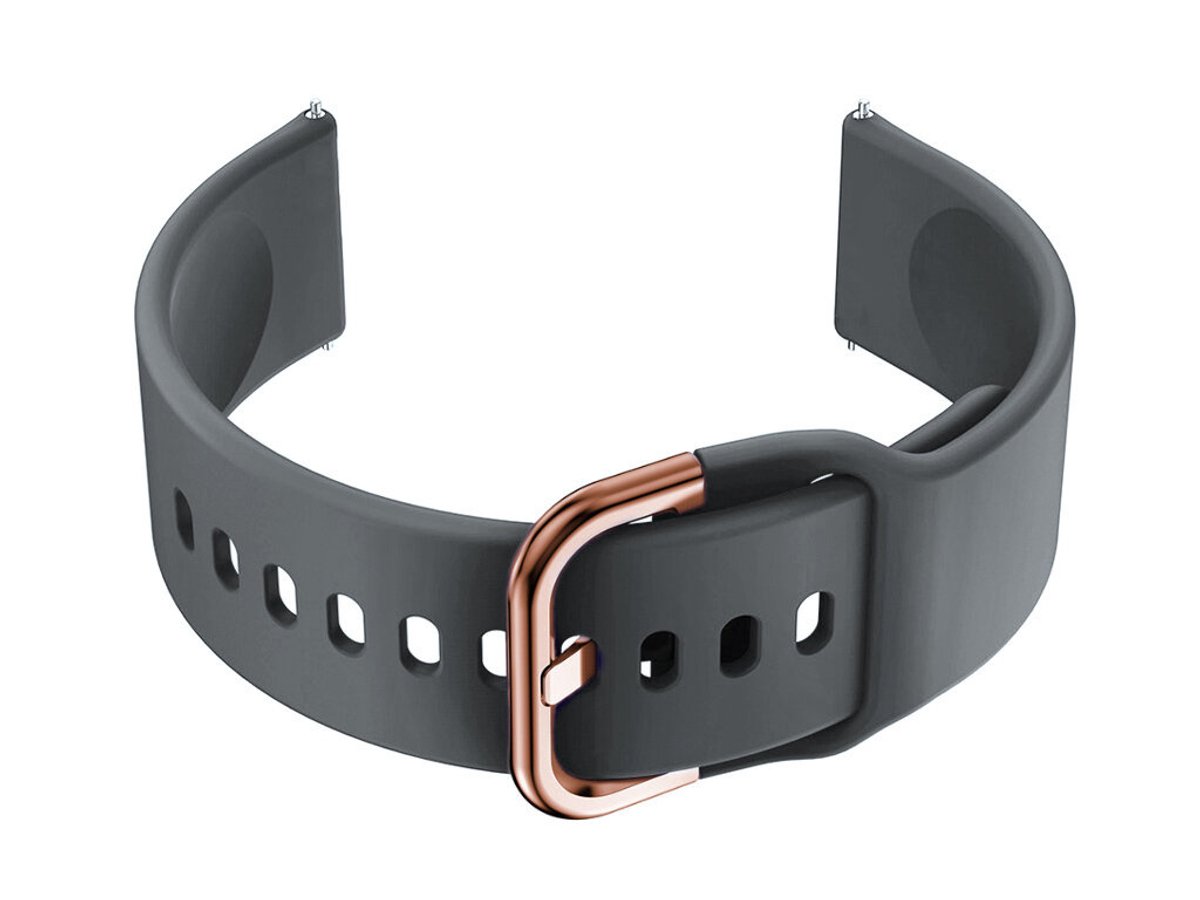 Donkergrijs rubberen smartwatch bandje U01 - 18 mm roségouden sluiting