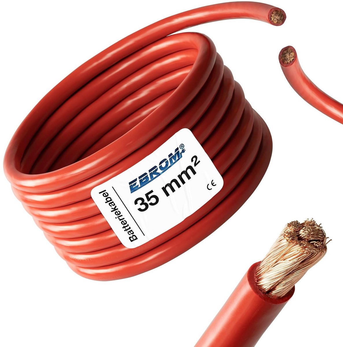 Rode Accukabel 2 meter H07V-K 35 mm² Hoogwaardig Koper
