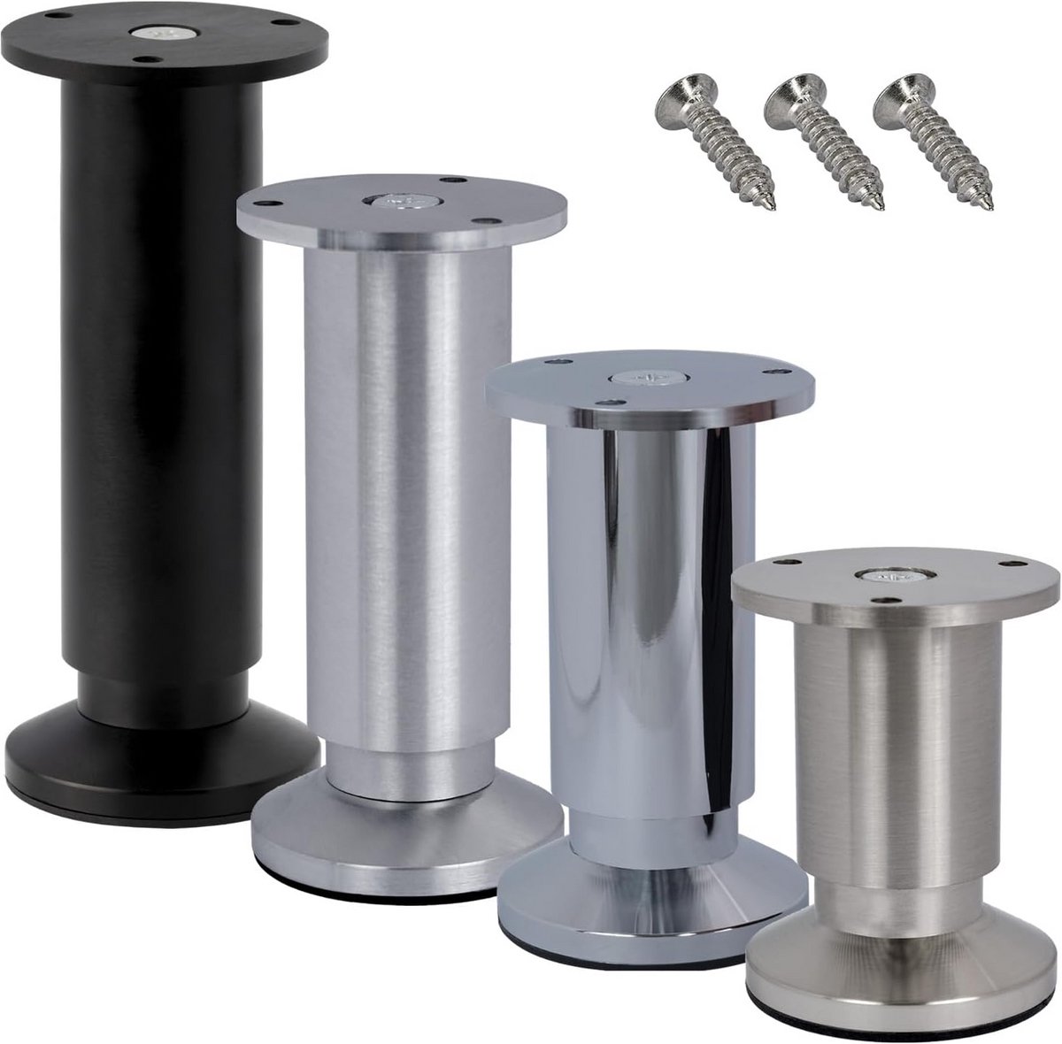 Set Meubelpoten Geborsteld Aluminium Hoogte 35 cm voor Bank, Kast en Sofa