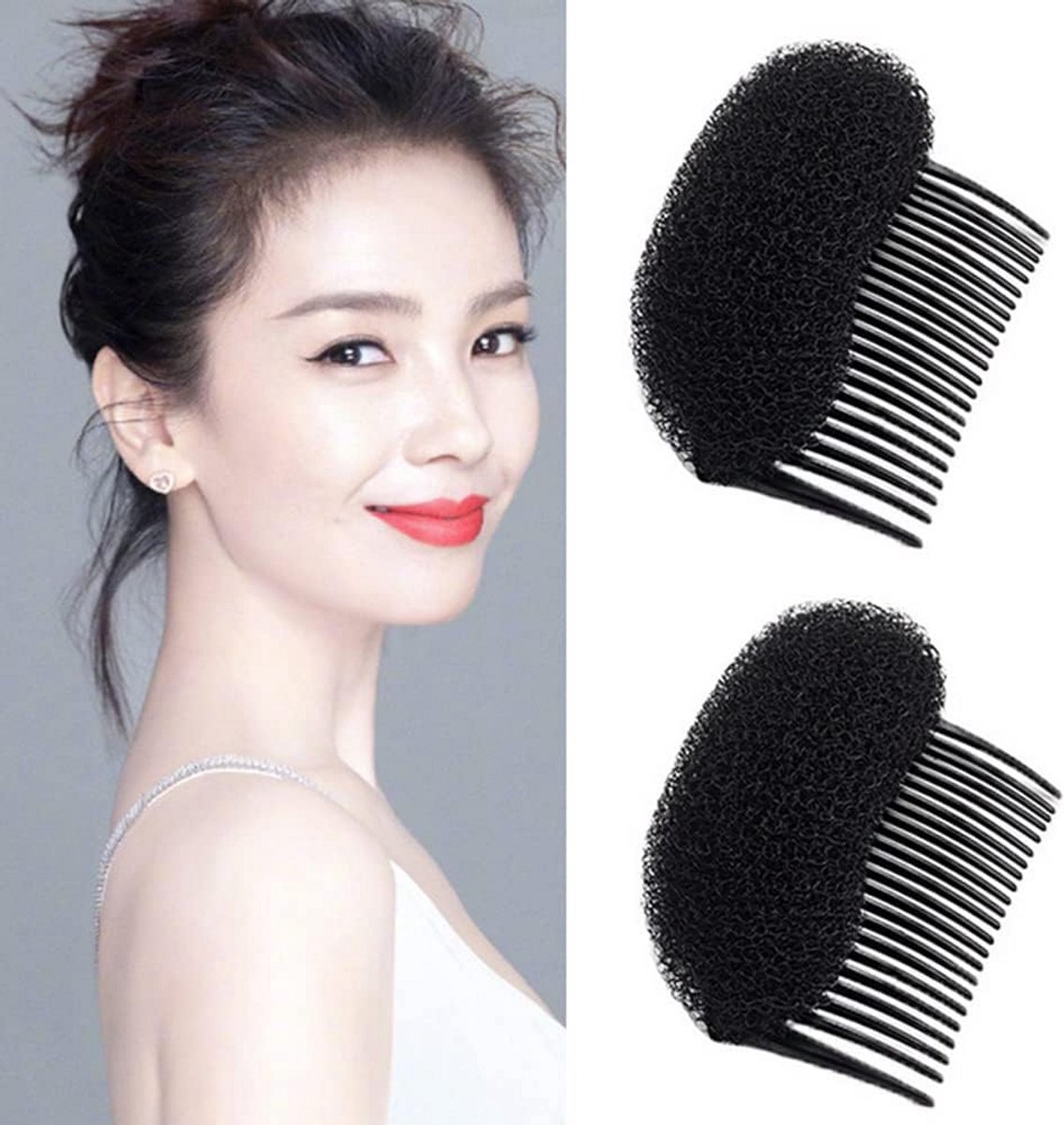 Haarvolume Set: 2x Vrouwelijke Bijenkorf Haarinzetstukken & Haar Kam voor Direct Volume