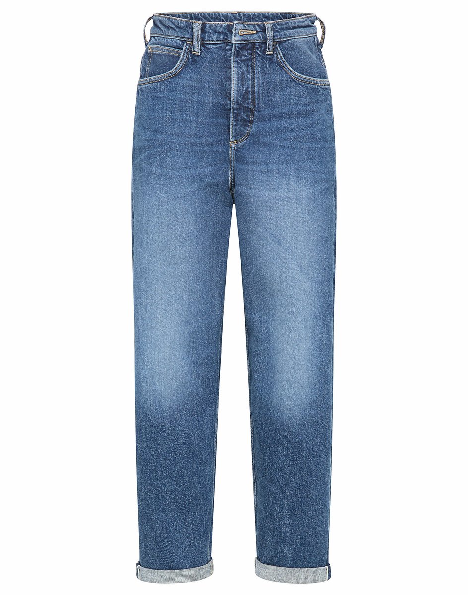 Damesjeans Lee Carol Button Fly in Mid Newberry Blauw