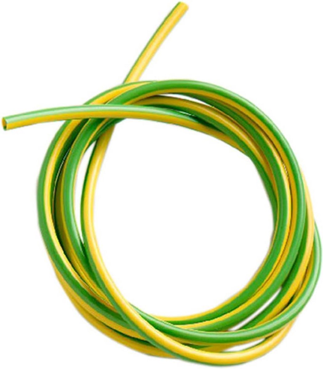 Slang voor Aardleiding 2,0 mm Doorsnede, 1 Meter Lengte, Geelgroen Wit