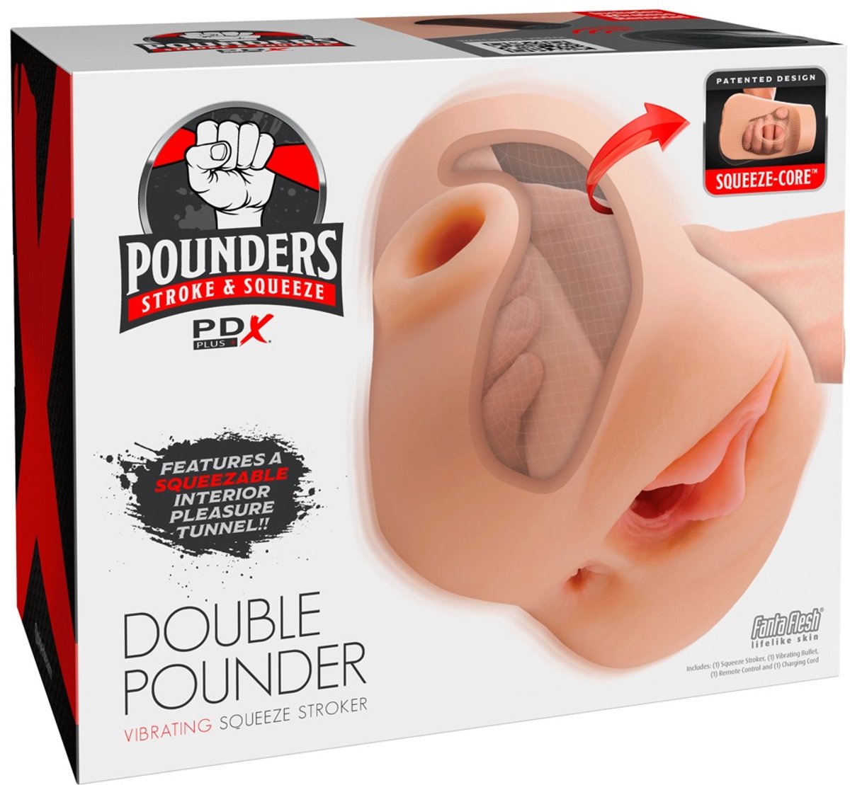 Double Pounder Vibrating Squeeze Stroker Masturbator