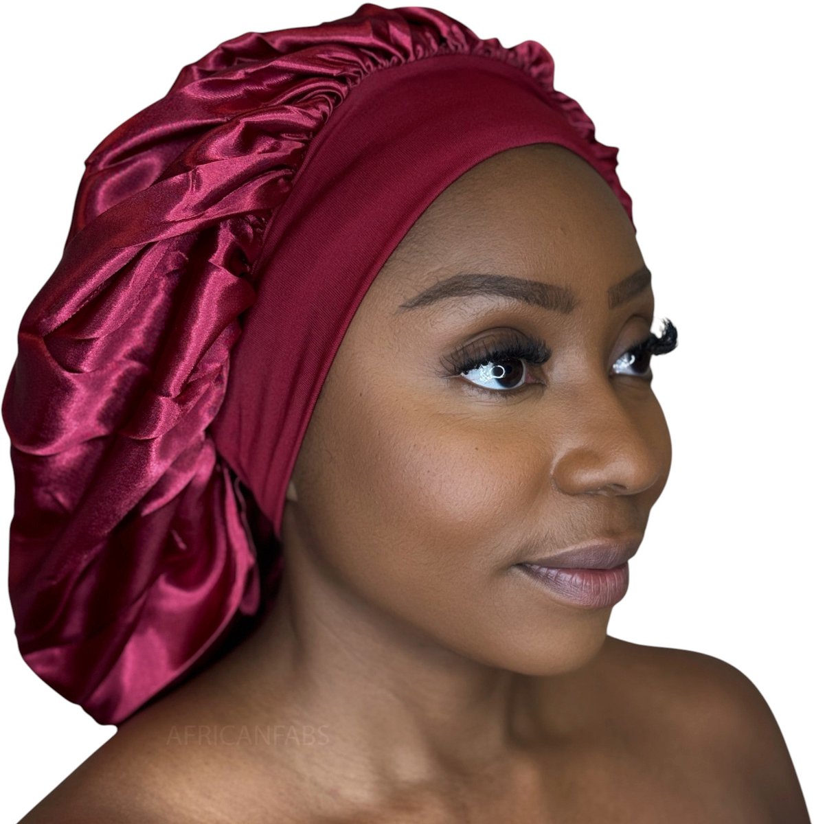 Satijnen Haar Bonnet - Rood met hoofdband (Satijnen Slaapmuts ) – AfricanFabs®