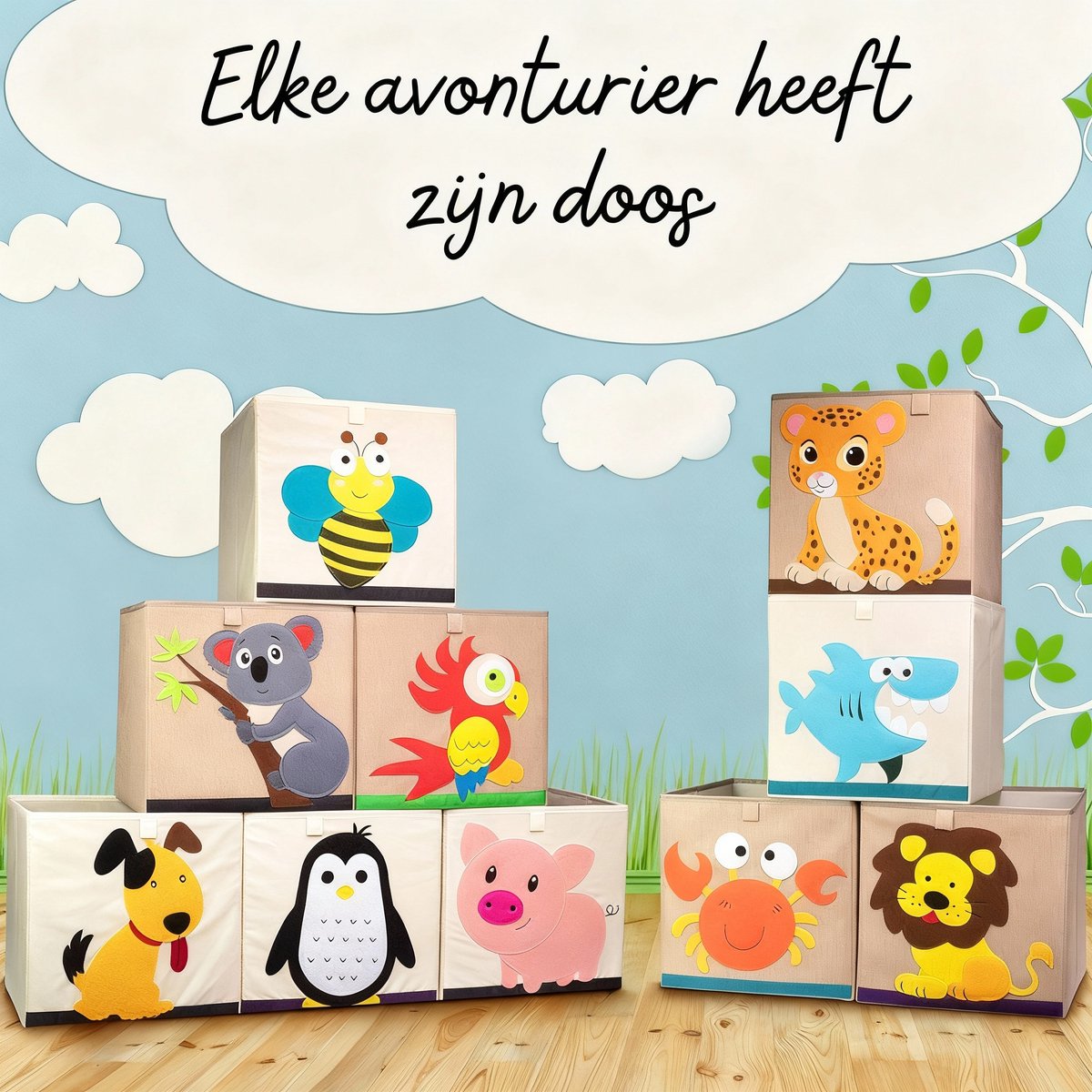 Opbergdoos van stof voor kinderen "pinguïn", compatibel met Ikea Kallax Lifeney