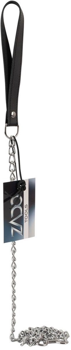 ZADO – Metalen Aanlijn Ketting en Lederen Polsband Exclusief Halsband – Zwart