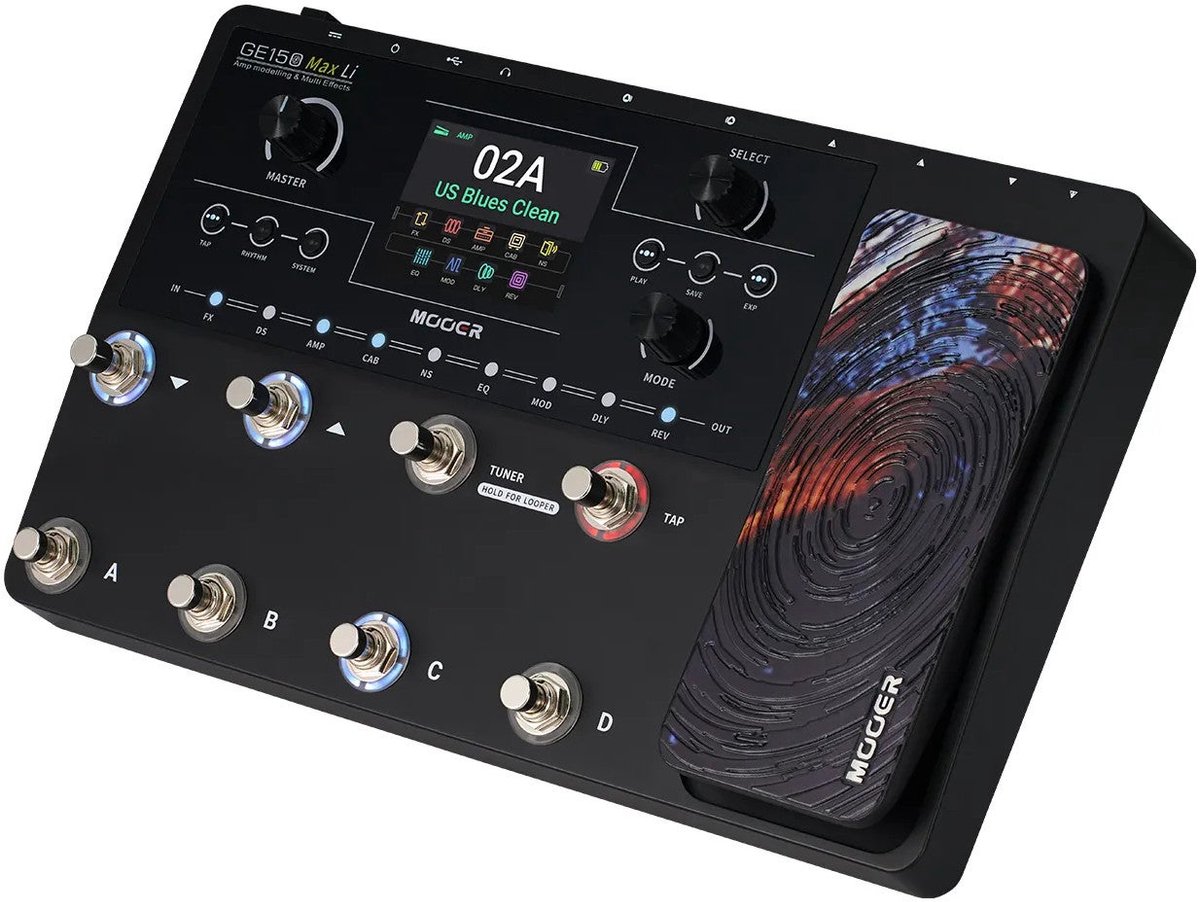 Mooer GE150 Max LI multi-effectpedaal met oplaadbare accu