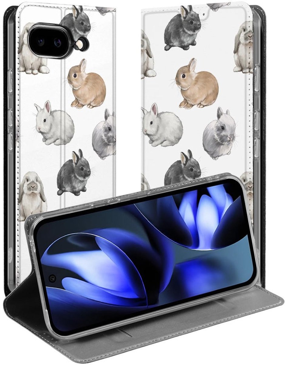 voor Book Cover Google Pixel 9a Konijntjes