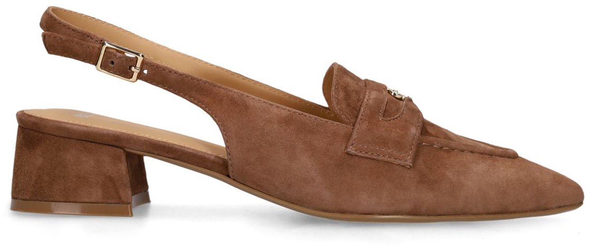 Manfield - Dames - Bruine suède slingbacks - Maat 42