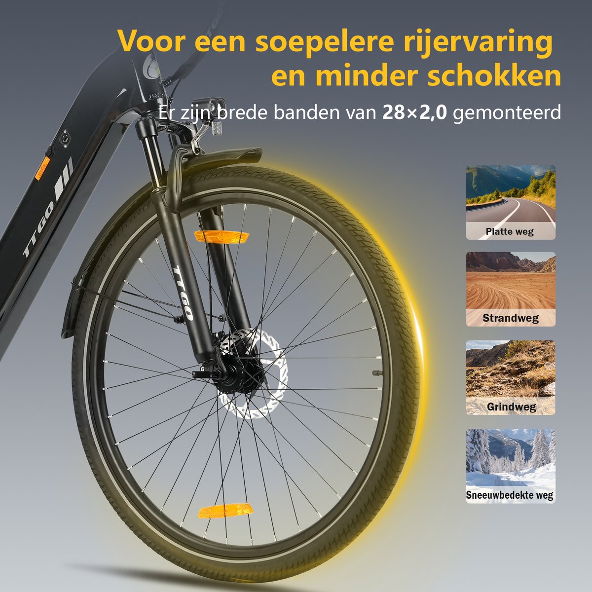 SMARTAI 28-inch Elektrische Fiets - Stadsfiets - Max Snelheid 25km/u - Max 120km Bereik thumbnail 5