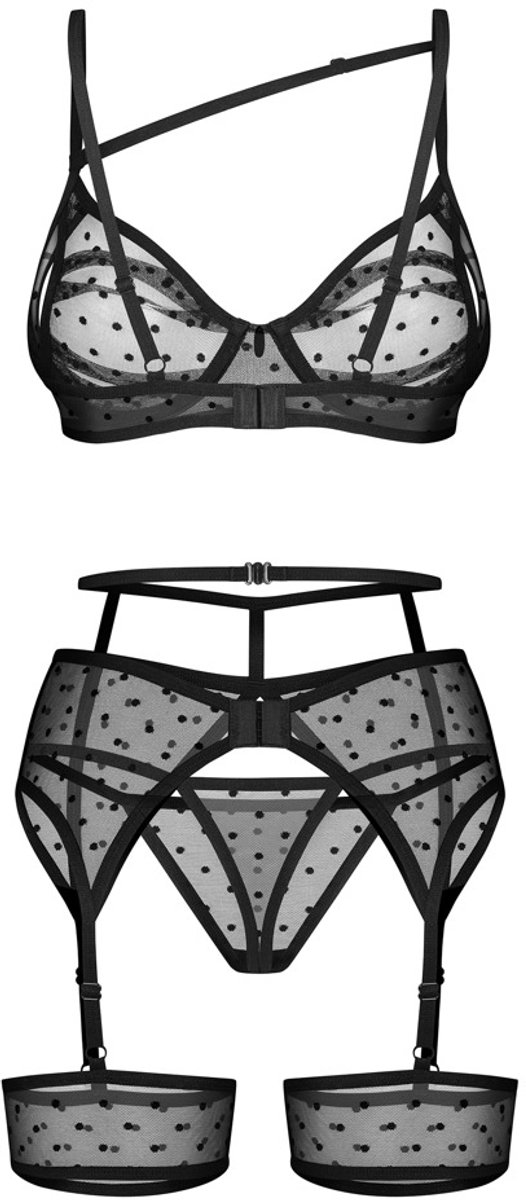Obsessive - Nuites Driedelige Set - Zwart