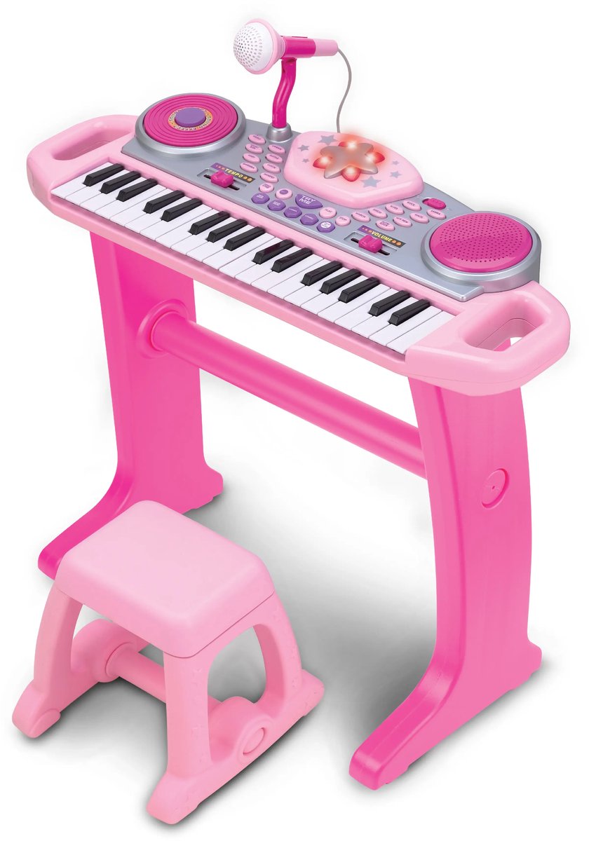 WINFUN Keyboard Rock Star Set (ROZE) met 37 toetsen, knipperende lichten en DJ-scratpad