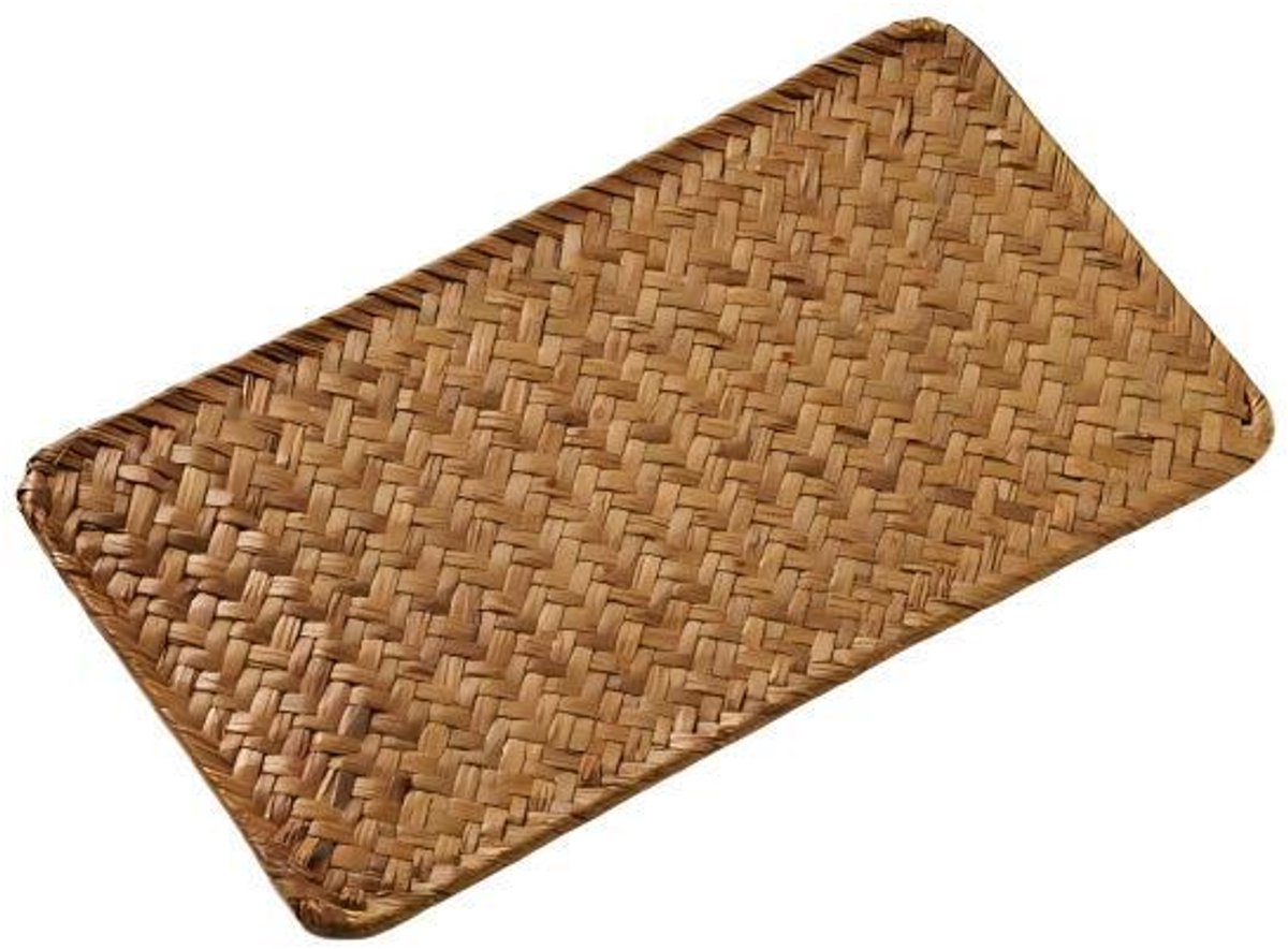 Set van 4 - Rechthoekige placemats van rotan - Placemats van natuurlijk zeewier - 18 x 31 cm