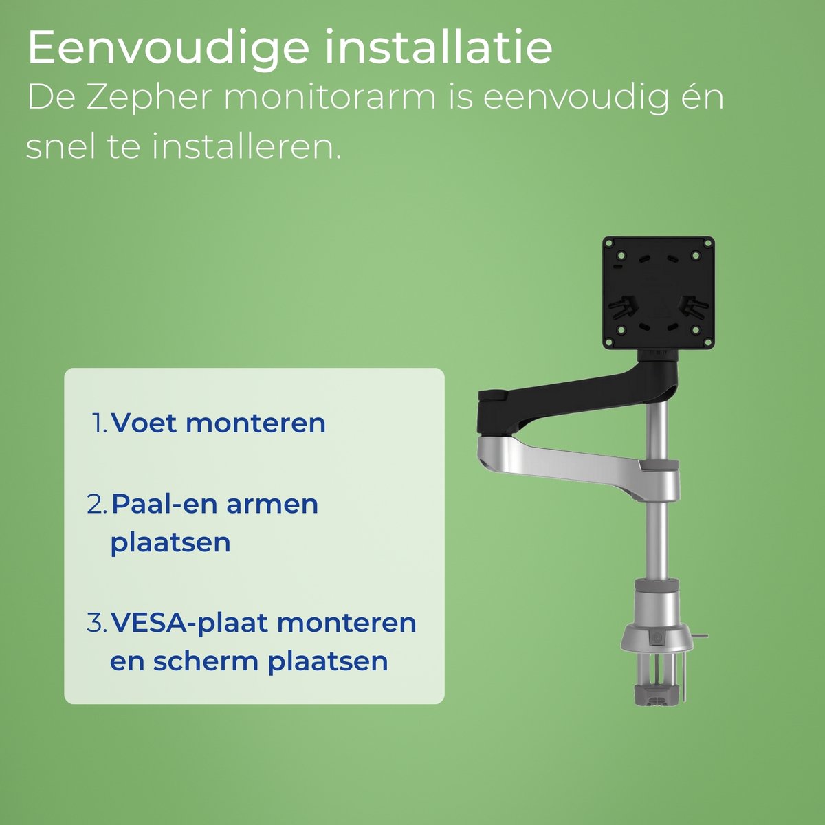 R-Go Zepher Monitorarm - Ergonomisch verstelbaar voor 1 scherm thumbnail 3