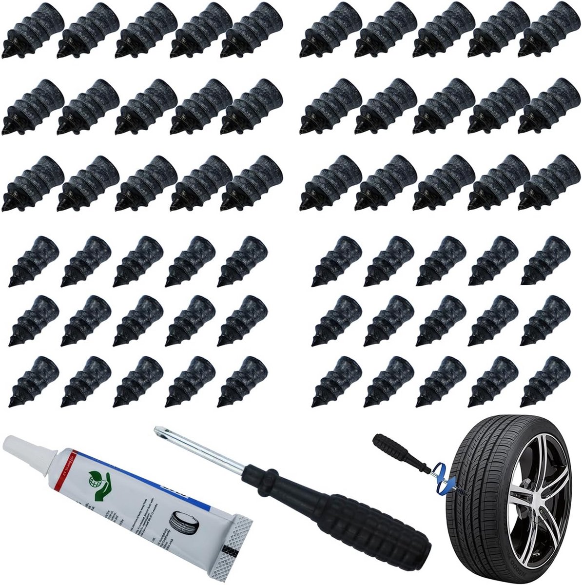 60 Stuks Bandenreparatie Rubberen Nagels voor Auto en Motorfiets