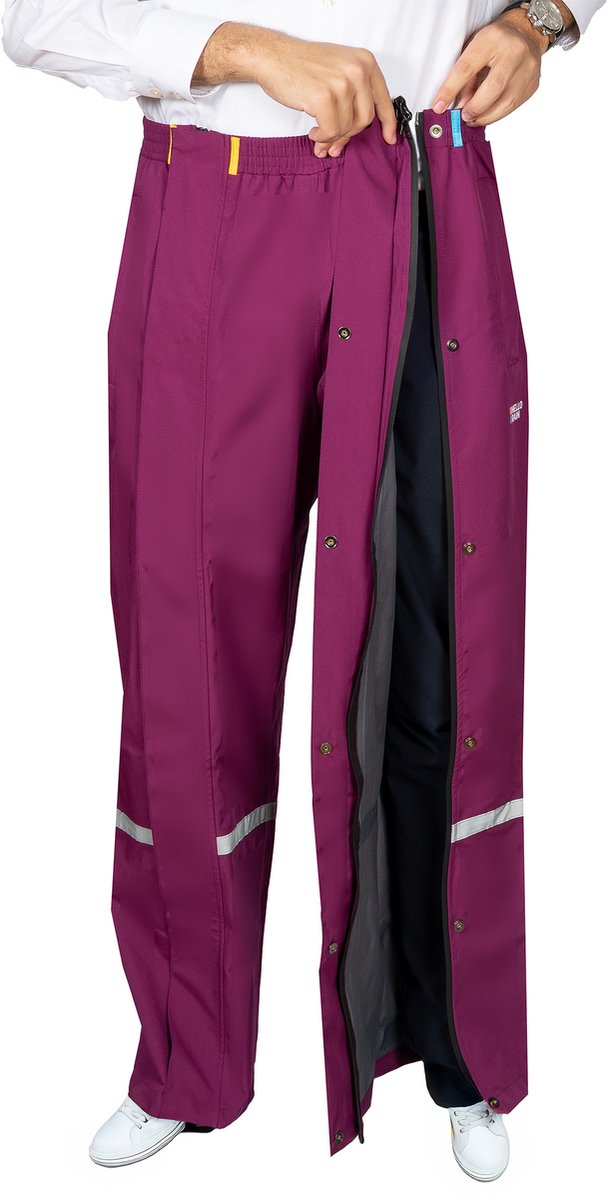 Burgundy regenbroek met volledige rits van Hello Rain 4XL
