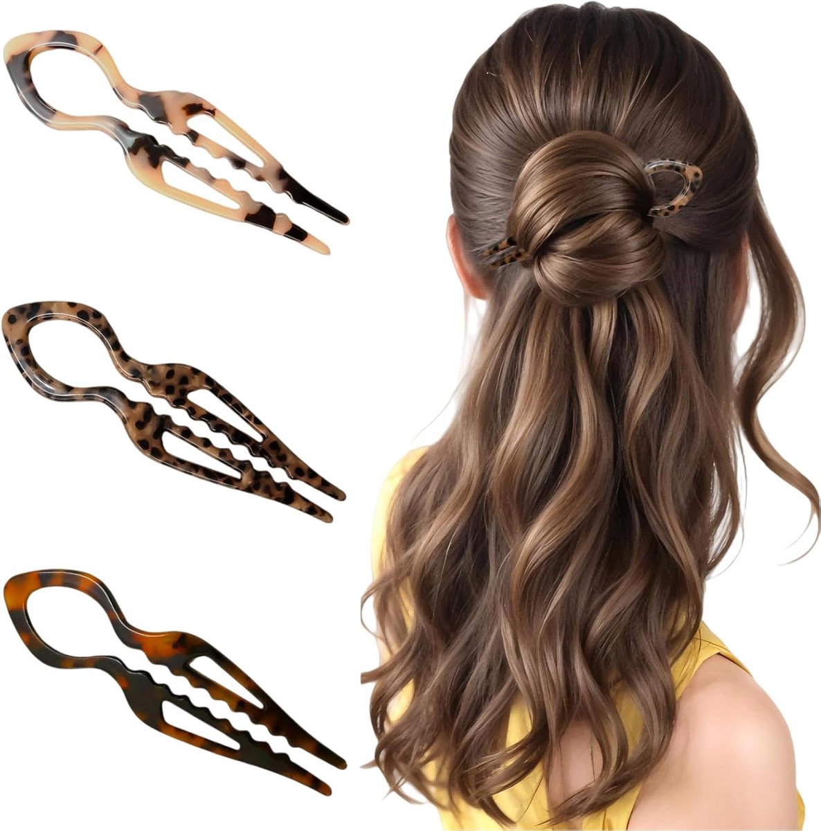 Set van 3 Elegante Haarspelden voor Dames - Stevige Clip voor Dik en Dun Haar