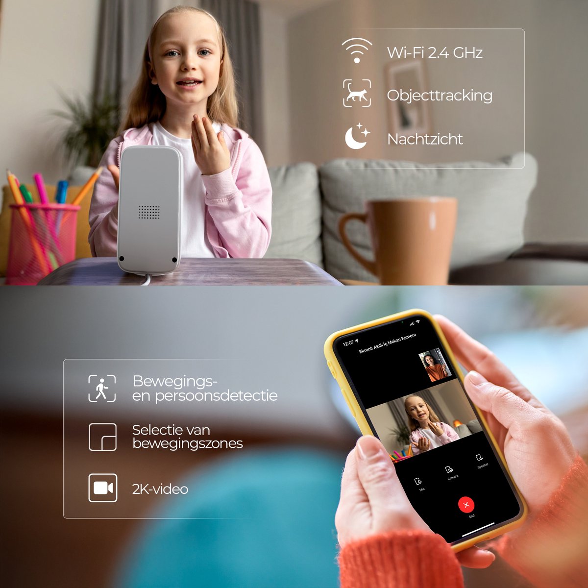 Xenon Smart X7208 Babyfoon met Camera - 360° Draaibaar - afbeelding 3