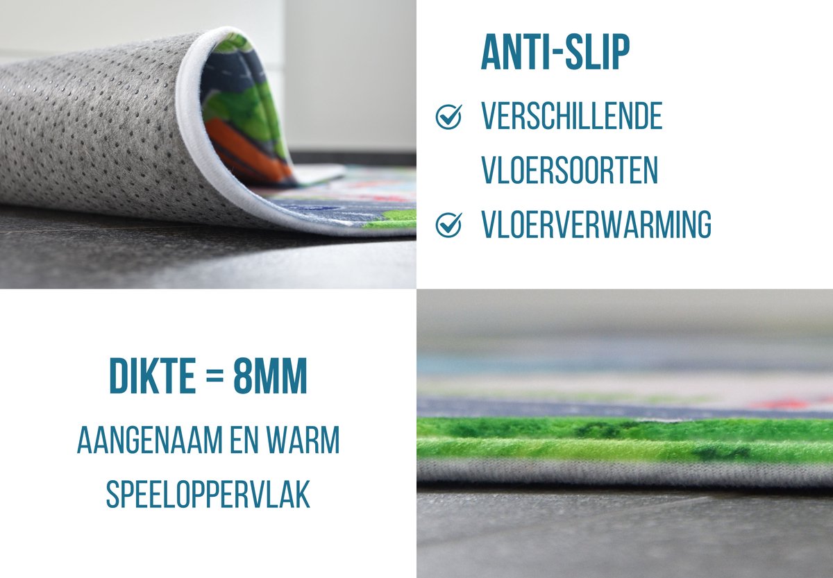 Mats & Joy® Village Auto Speelmat 110x170cm - Fluweelzacht - Anti-slip - Wasbaar - Groot Auto Speeltapijt voor Kinderen - Speelkleed Baby – Autokleed — afbeelding 8