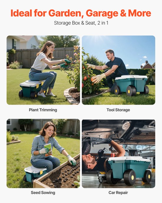 VEVOR Mobiele tuinstoel Opbergvak Rolstoel Tuinhulpstoel Kar 52x31x28cm van VEVOR — afbeelding 3