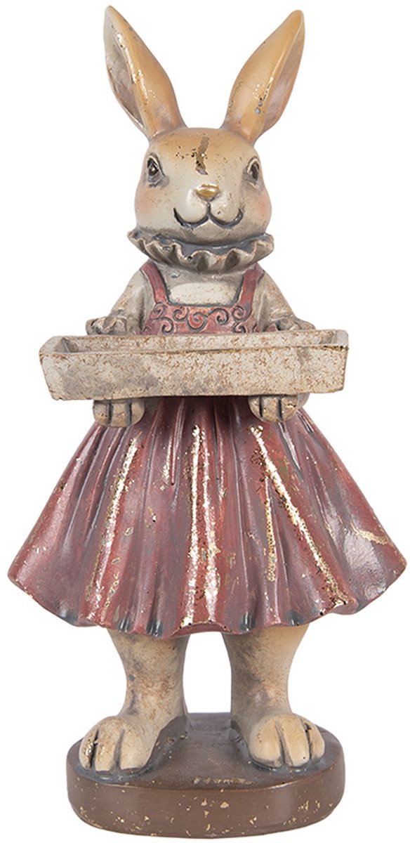 Decoratie Beeld Konijn 10x8x20 cm Beige Kunststof