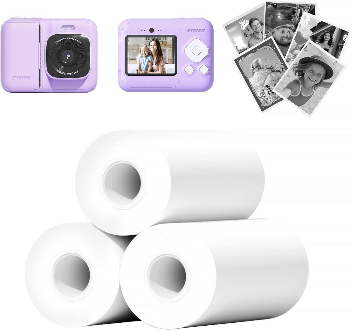 3 Rollen Thermisch Printpapier voor Kinderen Instant Camera - 5,6 cm x 8 m - Navulset