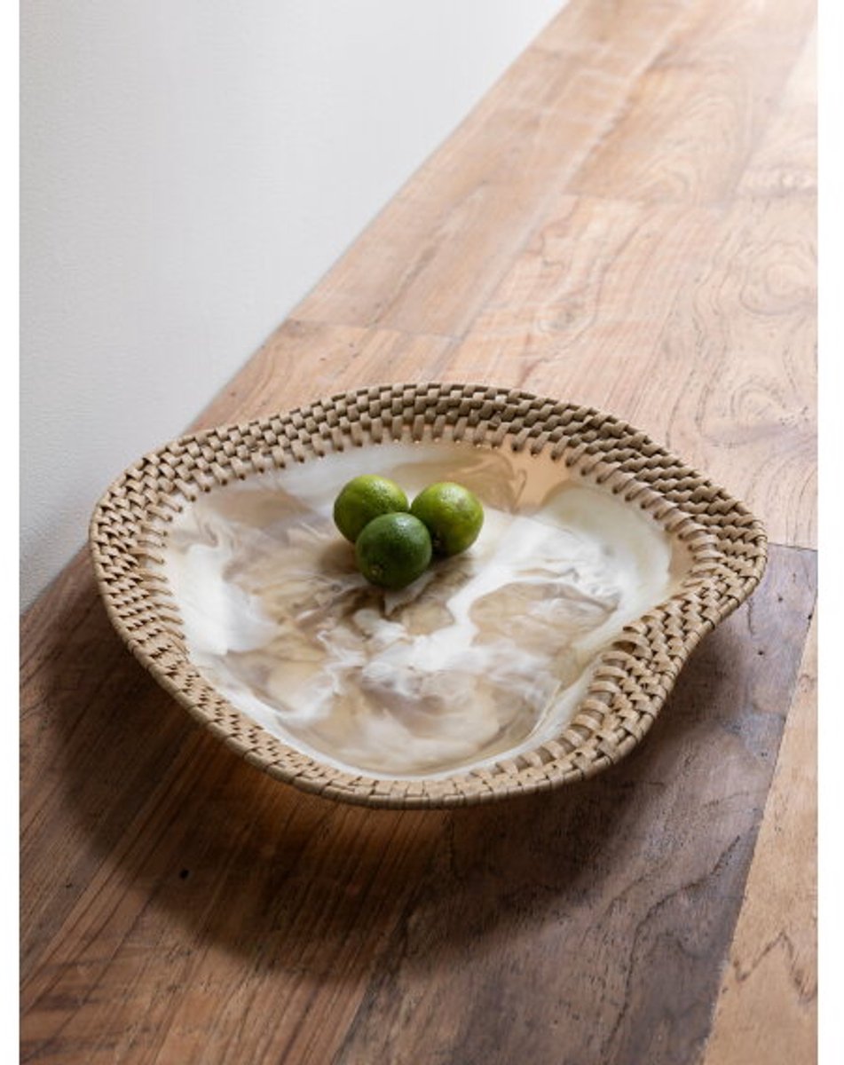 MUST Living Bowl Da Vinci ORGANIC,±7xØ44 cm, resin brown/white and synthetic abaca