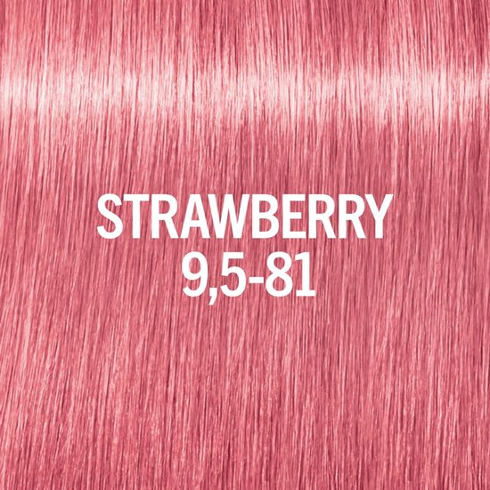 Stroken roze haar met de tekst STRAWBERRY 9,5-81.