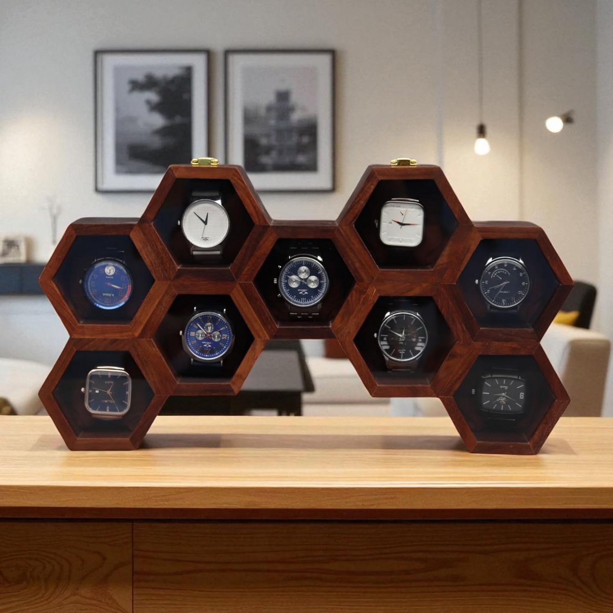 Luxe Houten Horlogedoos [Aantal] Vakken - Met Glazen Deksel Zachte Kussens